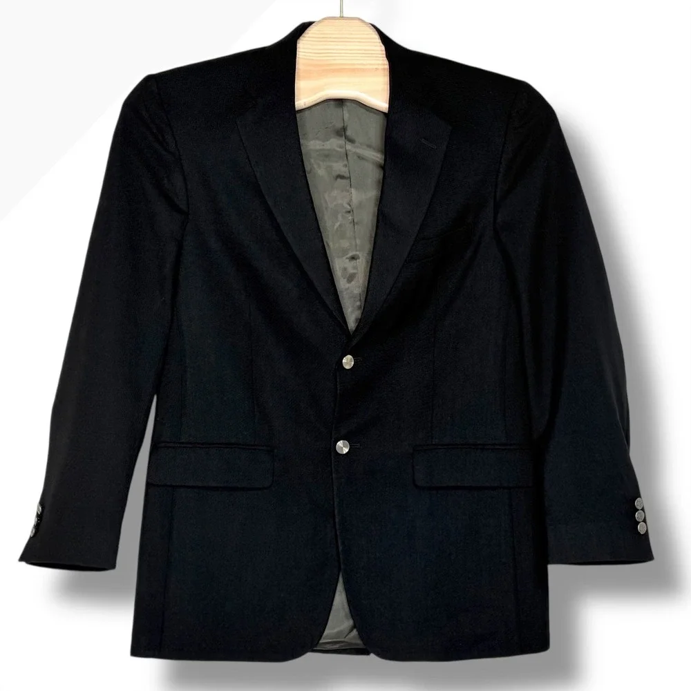 Vintage‎ Stafford Men's Black Wool Blend Two Button Blazer Sport Coat Jacket 40L
